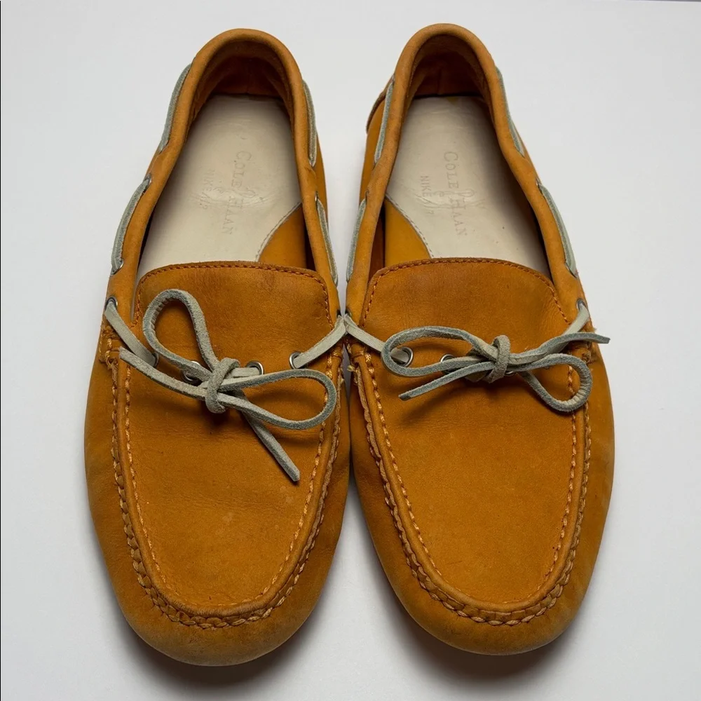 Cole Haan Women’s Sz8m Yellow/Orange Nubuck Leather Suede‎ Loafers #0259